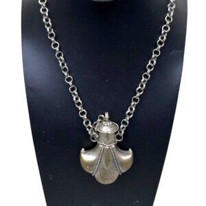 Ellen Sperry Conversation Silver Tone Genie Perfume Bottle Pendant Vtg Necklace